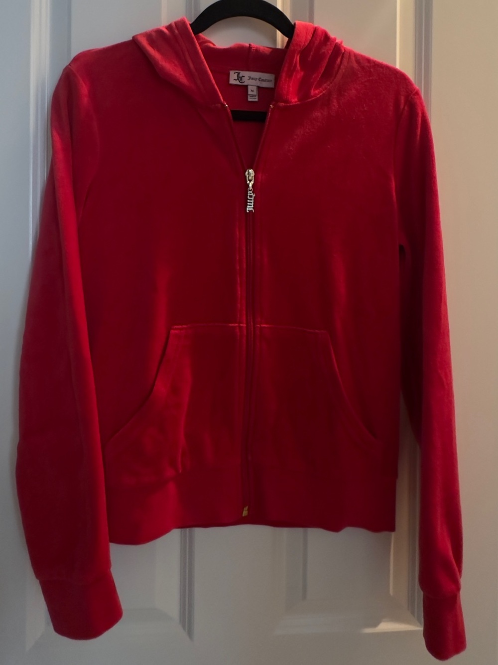 Juicy Couture Red Velour Zip-Up Hoodie